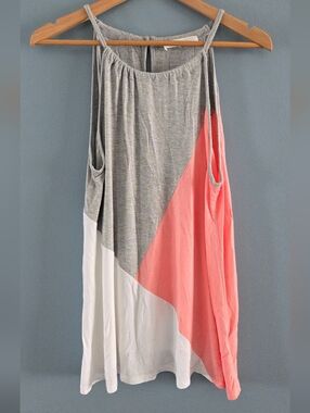 Colorblock Sleeveless Top - Gray, Pink, and White
